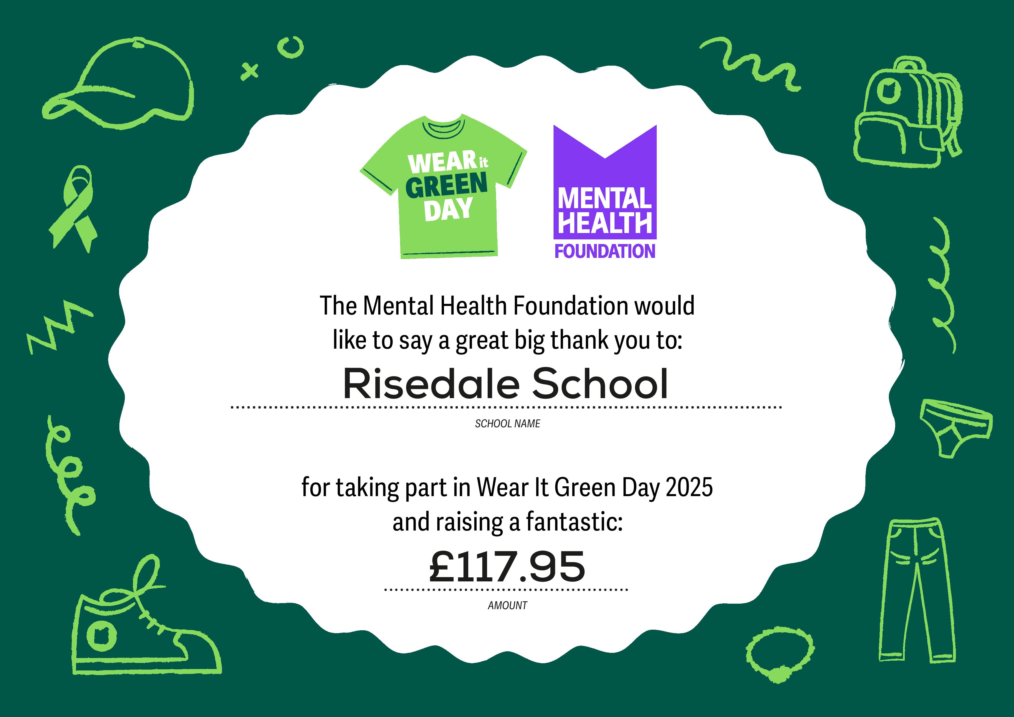 £117.95 raised for the Mental Health Foundation - 15th May 2025: